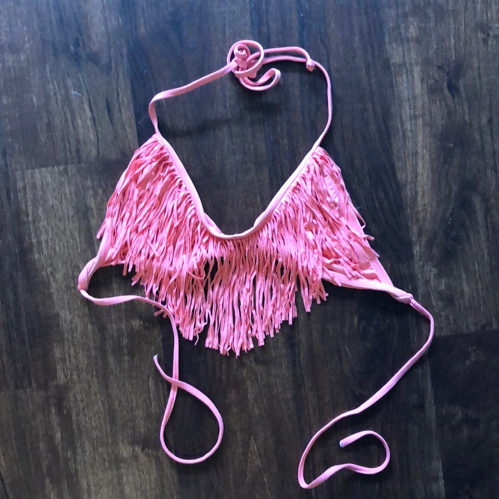 L Space coral fringe top